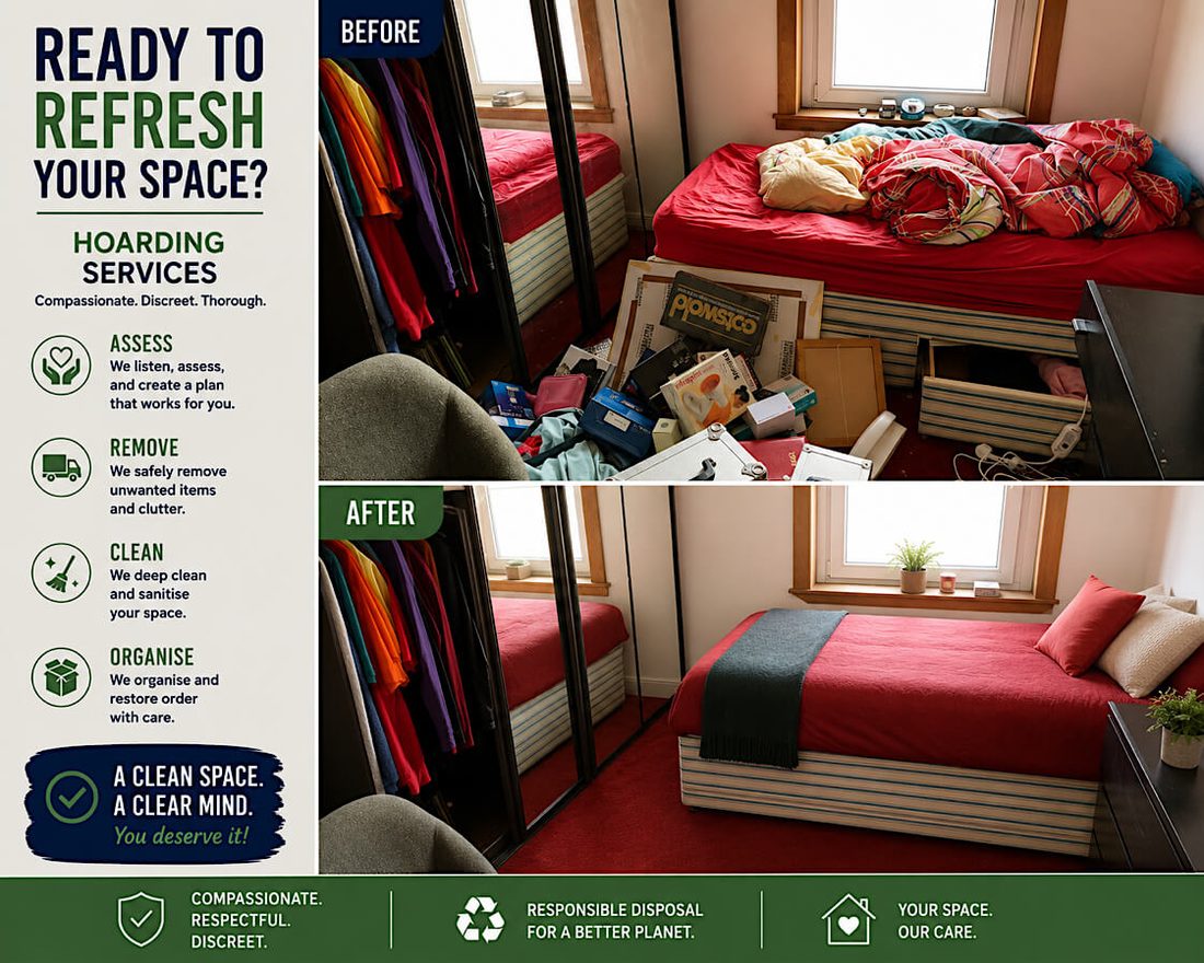 Bedroom cleared and made safe — Cumbria Hoarding